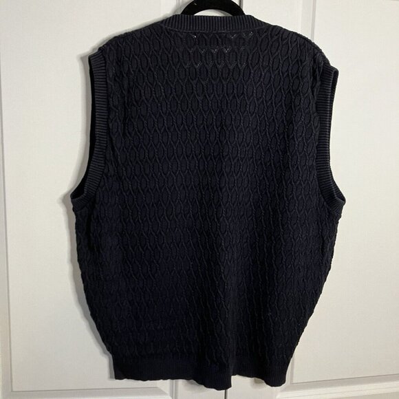 Vintage Chronicles Sweater Vest Mens L Navy Blue Grandpa Made USA Knit Neutral - Picture 5 of 6